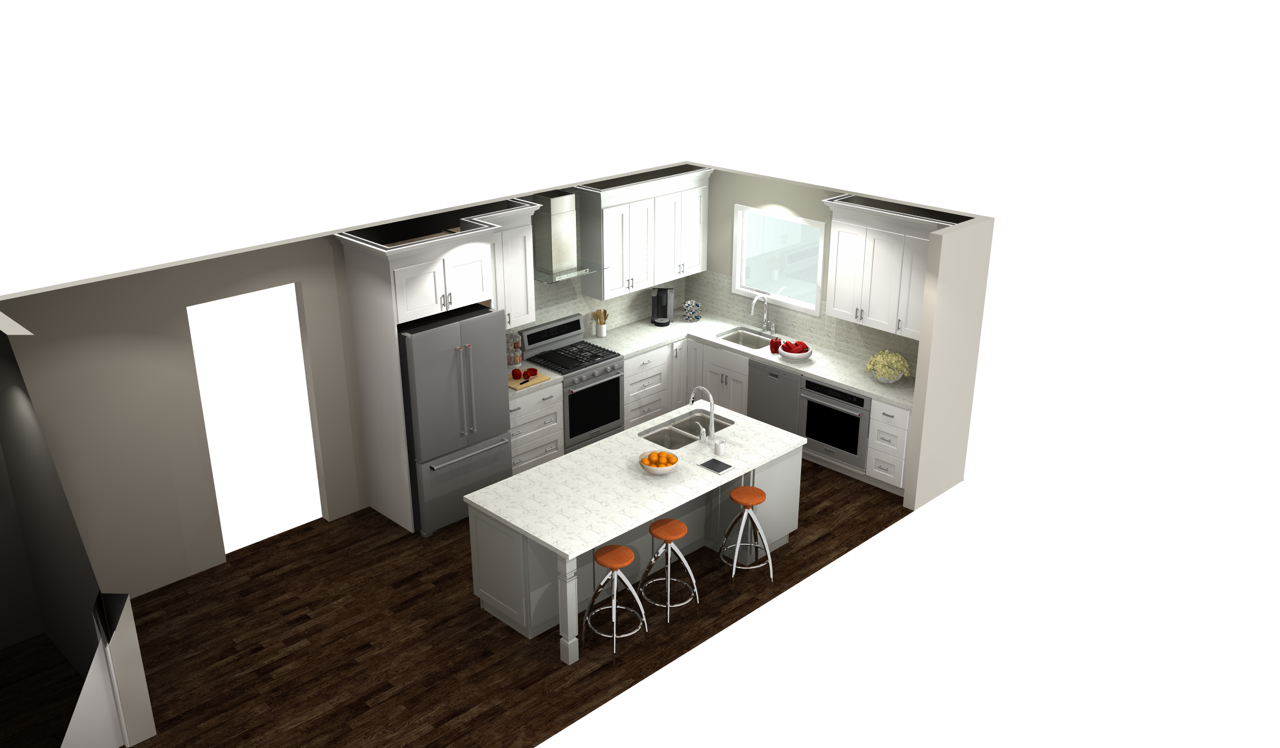 3D rendering of kitchen remodel in PA